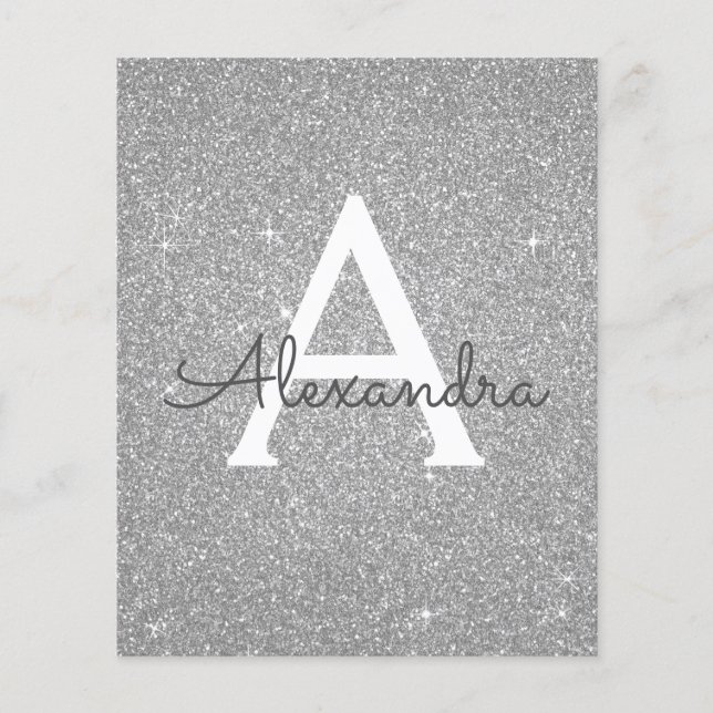 Budgetens födelsedag Silver Glitter Sweet sixteen Flygblad (Framsidan)