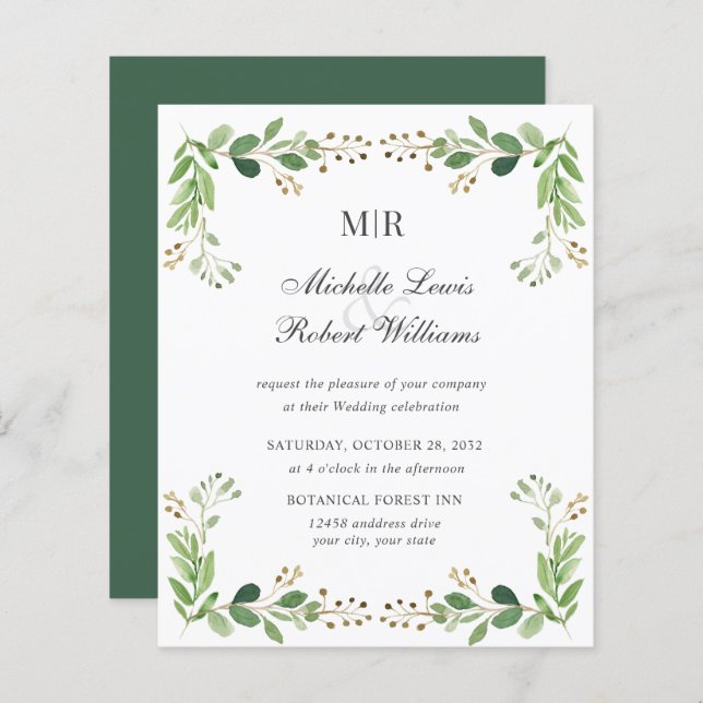 BUDGETENS Grönt löv Sommar Vår Garden bröllopet (Fram/baksida)