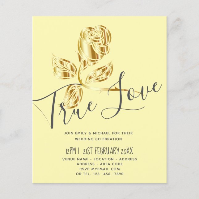 BUDGETENS inbjudan till Äkta kärlek bröllopsinbjud (Framsida)