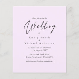 BUDGETENS inbjudan till Färg Rosa bröllopsinbjudan