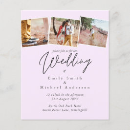 BUDGETENS inbjudan till Färg Rosa bröllopsinbjudan