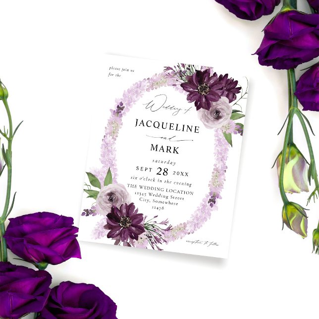 Budgetens Lila och Lavender Blommigt Ring Bröllop Flygblad (Skapare uppladdad)