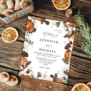 Budgetens Orange och vit Blommigt, Rustic Bröllop Flygblad