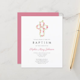 Budgetens Rosa Blommigt Kor Elegant Baptism Inbjud