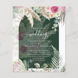 BUDGETENS Rosa Blommigt Pampas Grass Bröllop Flygblad