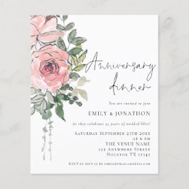 Budgetens Rosa Blommigtar Årsdag Inbjudan