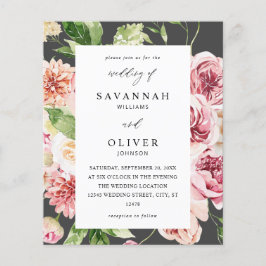 Budgetens Rosa och persiko-Blommigt och Greenery B Flygblad