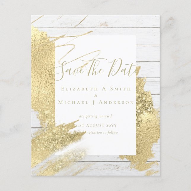 BUDGETENS SPARA DATA Gold Foil Glitter Se Abstrakt Flygblad (Framsidan)