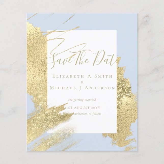 BUDGETENS SPARA DATA Gold Foil Glitter Se Abstrakt Flygblad (Framsidan)