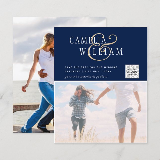BUDGETENS Spara för fotobröllop - inbjudan QR-kod (Fram/baksida)