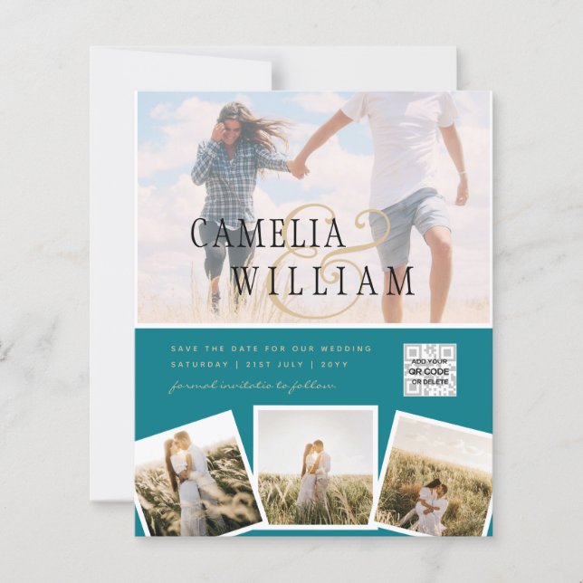 BUDGETENS Spara för fotobröllop - inbjudan QR-kod (Framsida)