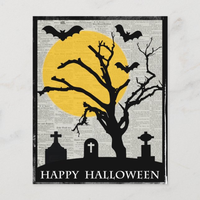 BUDGETENS taloky Träd och Gravsten Halloween-kort (Framsida)