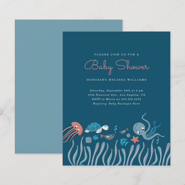 Budgetens Tecknad under Sea Ocean Baby Shower (Fram/baksida)