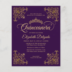 Budgetens Vintage Lila Guld Ram Quinceanera