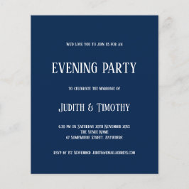 Budgetens vita textmarinblå afton Party Inbjudan