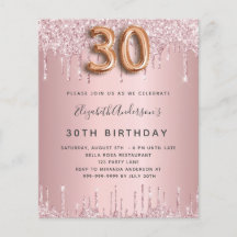 Budgetera 30års födelsedag rosa damm i ro glitter 