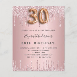 Budgetera 30års födelsedag rosa damm i ro glitter