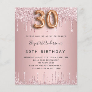 Budgetera 30års födelsedag rosa damm i ro glitter