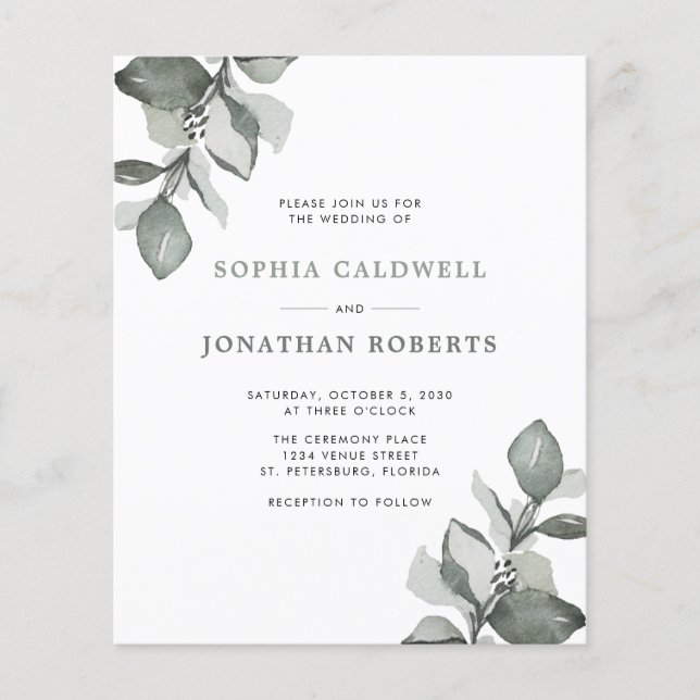 Budgetera alla i en enda Grönt Eucalyptus Bröllop (Framsida)