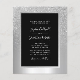 Budgetera alla i en inbjudan till ett silverfärgat