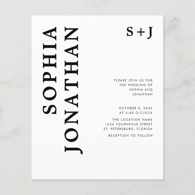 Budgetera allt i en fetstilt typografi-bröllopsinb (Framsida)