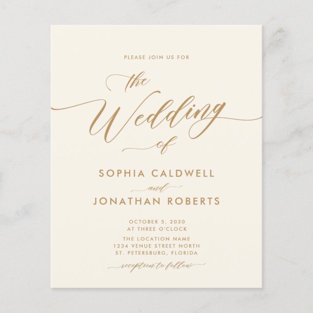 Budgetera allt i en inbjudan till Calligraphy Wedd (Framsida)