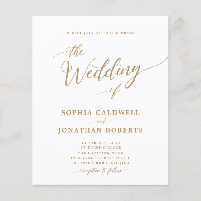 Budgetera allt i en inbjudan till Calligraphy Wedd (Framsida)