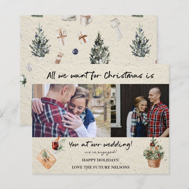 Budgetera allt vi vill ha i Förlovningen Julfoto (Fram/baksida)