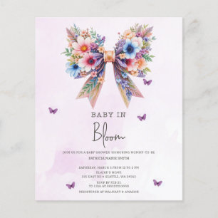 Budgetera Baby i Bloom Bow Girl Baby Shower Inbjud