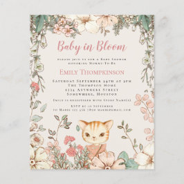 Budgetera Baby i Bloom Cat Girl Baby Shower Inbjud