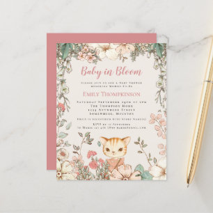Budgetera Baby i Bloom Cat Girl Baby Shower Inbjud