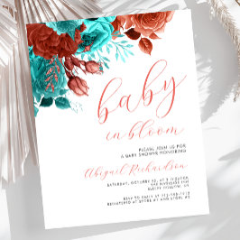 Budgetera Baby i Bloom Coral Teal Blommigt Baby Sh