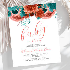 Budgetera Baby i Bloom Coral Teal Blommigt Baby Sh