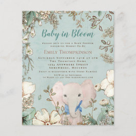 Budgetera Baby i Bloom Elephant Baby Shower Inbjud