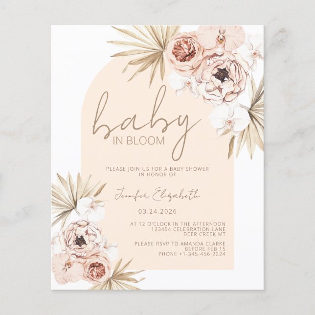 Budgetera Baby i Bloom Pampas Grass Boho Baby Show (Framsida)