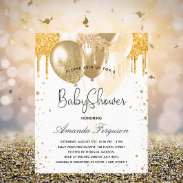 Budgetera babydusch vita guld glitter-ballonger