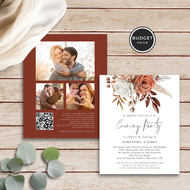 Budgetera Blommigtar 3 Foton Bröllop i kväll Party (Front and back view)