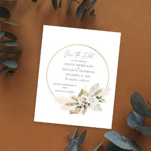 Budgetera Boho Pampas Grass & Blommigt Spara datum Flygblad