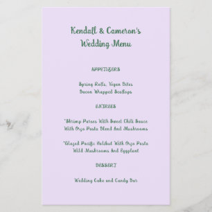 Budgetera Bröllop Menu Solid Lavender Flyer