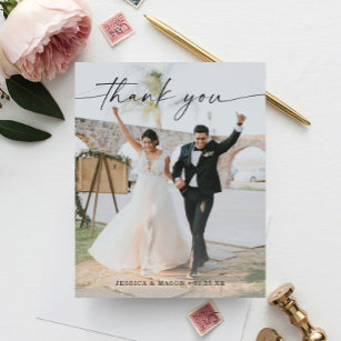 Budgetera Bröllop Modern tackkort med foto