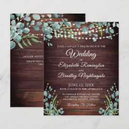 Budgetera Bröllop Rustic Wood Ljus Greenery Inbjud