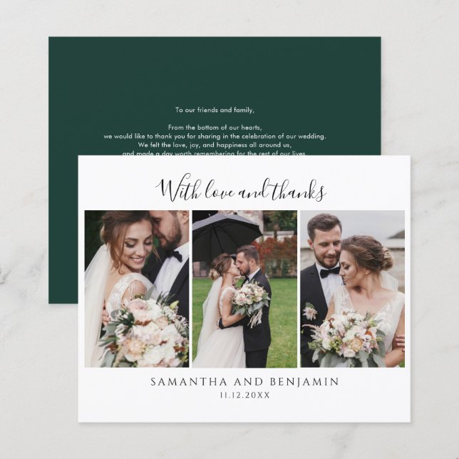 Budgetera Bröllopsdagens fotokollage-Tack (Fram/baksida)