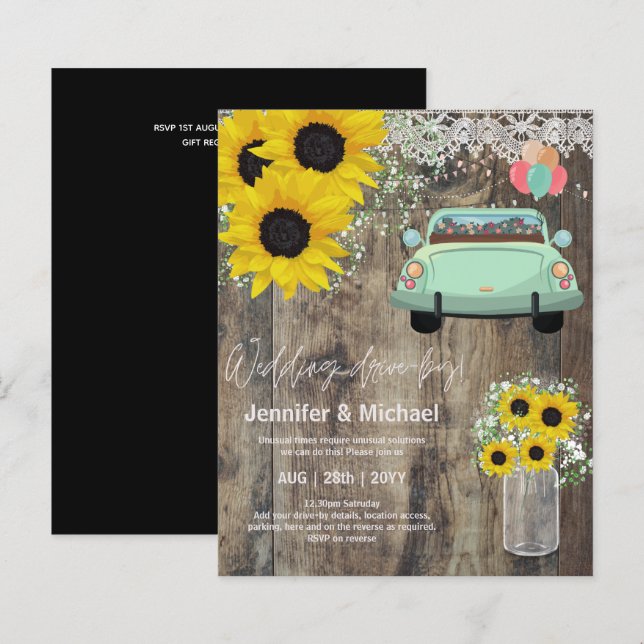 Budgetera Bröllopsinbjudningar per enhet - Tecknad (Fram/baksida)