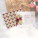 Budgetera Burgundy & Gult Blommigt Brunch & Bubly<br><div class="desc">Ett modernt inbjudningskort för möhippan med en handmålad vattenfärgad bukett av burgundi, persika och gula blommor. "BRUNCH & BUBBLY" visas i handskrivna stil-huvudstäder bredvid en liten illustration av två champagneglas som klär och formar hjärtan med bubblorna. Namn visas nedan med händelseinformationen i en enkel skriptlayout. Kort som är tillbaka till...</div>