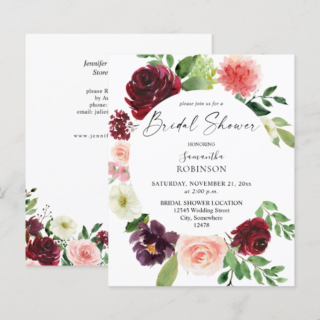 Budgetera Burgundy  Rosa 4 Blommigtars Möhippa (Fram/baksida)