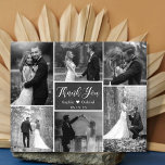 Budgetera Chalkboard Collage Bröllop - tackkort<br><div class="desc">Budgeterad Modern, Rustic Chalkboard Hand har skrivit svart och vit 6 multifoto Collage Bröllop Tack Photo Cards-Billigt. Snyggt bröllop tackar dig för att du har en kortmall med sex (6) foto på framsidan (använt svart vitt filter) och ett (1) foto på baksidan. Med texten "tack" i ett glatt, skrivet skrivstil...</div>