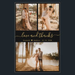 Budgetera Chic Fotokollage Bröllop Tack Flyer<br><div class="desc">Budget, Elegant, Modern, Hand Lettered Bröllop (3) Tre Photo Collage Tack-personliger till ett överkomligt pris med lågbudgetflygare. ***NOTERA! *** RULLA FÖR MER INFORMATION! *** Snyggt bröllop tackar dig för en mall med tre foto på framsidan och ett foto på baksidan. Med texten "Kärlek och tack" i ett snabbt skrivet typografiskt...</div>