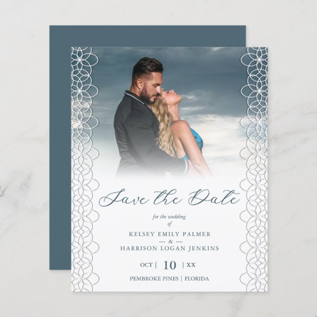 Budgetera Chic Modern Snöre Effect Photo Bröllop (Fram/baksida)