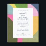 Budgetera Cute Abstrakt Art Modern Birday Inbjudan<br><div class="desc">Budgeterad Cute Colorful Abstrakt Art Modern 50:e födelsedagsinbjudan - all text är redigerbar så att den här mallen kan användas i alla åldrar.</div>