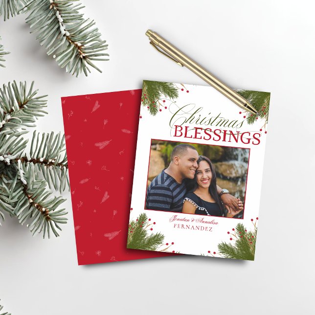 Budgetera Elegant - Kristna julhelgsfoto (Budget Elegant Christian Christmas Blessings Photo Card)